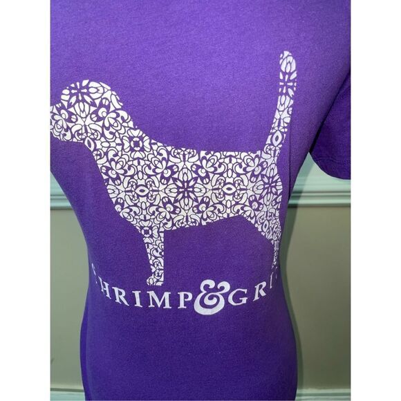 Shrimp & Grits Purple Short Sleeve Dog Logo Tee Shirt - Picture 3 of 4